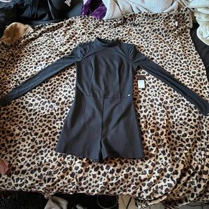 Women's Black Long-Sleeve Romper